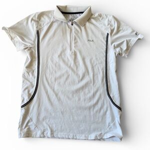 Fila Men's white tennis Polo Shirt with Black Accents